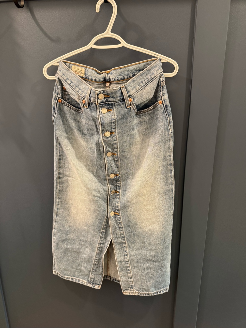 Levi's Light Blue High-Rise Button-Front Denim Skirt